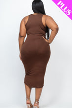 Load image into Gallery viewer, Plus Size Split Neck Tank Midi Dress (CAPELLA)