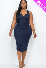 Load image into Gallery viewer, Plus Size Split Neck Tank Midi Dress (CAPELLA)