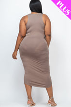Load image into Gallery viewer, Plus Size Split Neck Tank Midi Dress (CAPELLA)