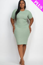 Load image into Gallery viewer, Plus Size Ribbed Short Sleeve Bodycon Midi Dress (CAPELLA)