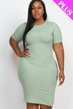 Load image into Gallery viewer, Plus Size Ribbed Short Sleeve Bodycon Midi Dress (CAPELLA)