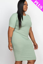 Load image into Gallery viewer, Plus Size Ribbed Short Sleeve Bodycon Midi Dress (CAPELLA)