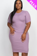Load image into Gallery viewer, Plus Size Ribbed Short Sleeve Bodycon Midi Dress (CAPELLA)