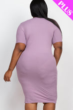 Load image into Gallery viewer, Plus Size Ribbed Short Sleeve Bodycon Midi Dress (CAPELLA)