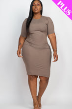 Load image into Gallery viewer, Plus Size Ribbed Short Sleeve Bodycon Midi Dress (CAPELLA)