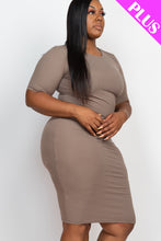 Load image into Gallery viewer, Plus Size Ribbed Short Sleeve Bodycon Midi Dress (CAPELLA)