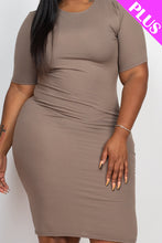 Load image into Gallery viewer, Plus Size Ribbed Short Sleeve Bodycon Midi Dress (CAPELLA)