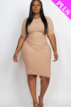 Load image into Gallery viewer, Plus Size Ribbed Short Sleeve Bodycon Midi Dress (CAPELLA)