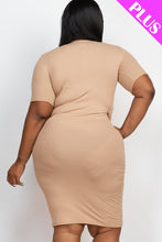 Load image into Gallery viewer, Plus Size Ribbed Short Sleeve Bodycon Midi Dress (CAPELLA)