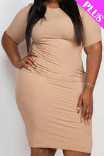 Load image into Gallery viewer, Plus Size Ribbed Short Sleeve Bodycon Midi Dress (CAPELLA)