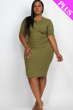 Load image into Gallery viewer, Plus Size Ribbed Short Sleeve Bodycon Midi Dress (CAPELLA)