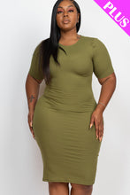 Load image into Gallery viewer, Plus Size Ribbed Short Sleeve Bodycon Midi Dress (CAPELLA)