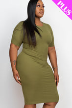 Load image into Gallery viewer, Plus Size Ribbed Short Sleeve Bodycon Midi Dress (CAPELLA)