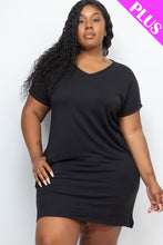 Load image into Gallery viewer, Plus Size Cap Sleeve Pocket Mini Dress (capella)