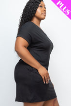 Load image into Gallery viewer, Plus Size Cap Sleeve Pocket Mini Dress (capella)