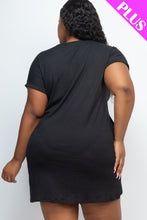 Load image into Gallery viewer, Plus Size Cap Sleeve Pocket Mini Dress (capella)