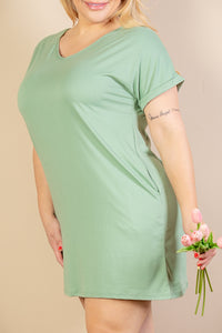 Plus Size Cap Sleeve Pocket Mini Dress (capella)