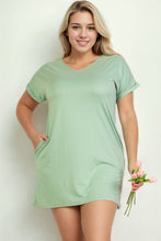 Load image into Gallery viewer, Plus Size Cap Sleeve Pocket Mini Dress (capella)
