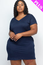 Load image into Gallery viewer, Plus Size Cap Sleeve Pocket Mini Dress (capella)