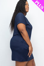 Load image into Gallery viewer, Plus Size Cap Sleeve Pocket Mini Dress (capella)