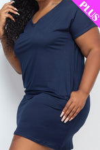 Load image into Gallery viewer, Plus Size Cap Sleeve Pocket Mini Dress (capella)