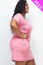 Load image into Gallery viewer, Plus Size Cap Sleeve Pocket Mini Dress (capella)