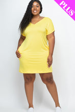 Load image into Gallery viewer, Plus Size Cap Sleeve Pocket Mini Dress (capella)