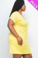 Load image into Gallery viewer, Plus Size Cap Sleeve Pocket Mini Dress (capella)