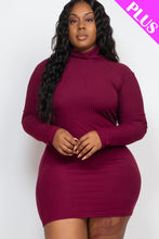 Load image into Gallery viewer, Plus Size Ribbed Long Sleeve Mock neck Mini Bodycon dress (CAPELLA)