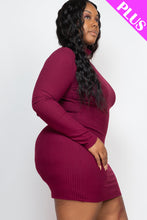 Load image into Gallery viewer, Plus Size Ribbed Long Sleeve Mock neck Mini Bodycon dress (CAPELLA)