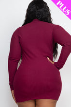 Load image into Gallery viewer, Plus Size Ribbed Long Sleeve Mock neck Mini Bodycon dress (CAPELLA)