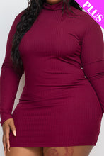 Load image into Gallery viewer, Plus Size Ribbed Long Sleeve Mock neck Mini Bodycon dress (CAPELLA)