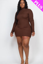 Load image into Gallery viewer, Plus Size Ribbed Long Sleeve Mock neck Mini Bodycon dress (CAPELLA)