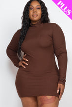 Load image into Gallery viewer, Plus Size Ribbed Long Sleeve Mock neck Mini Bodycon dress (CAPELLA)