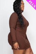 Load image into Gallery viewer, Plus Size Ribbed Long Sleeve Mock neck Mini Bodycon dress (CAPELLA)