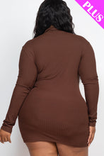 Load image into Gallery viewer, Plus Size Ribbed Long Sleeve Mock neck Mini Bodycon dress (CAPELLA)