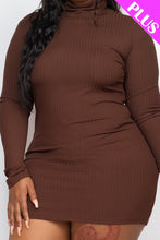 Load image into Gallery viewer, Plus Size Ribbed Long Sleeve Mock neck Mini Bodycon dress (CAPELLA)