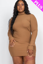 Load image into Gallery viewer, Plus Size Ribbed Long Sleeve Mock neck Mini Bodycon dress (CAPELLA)