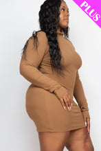 Load image into Gallery viewer, Plus Size Ribbed Long Sleeve Mock neck Mini Bodycon dress (CAPELLA)