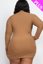 Load image into Gallery viewer, Plus Size Ribbed Long Sleeve Mock neck Mini Bodycon dress (CAPELLA)