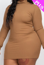 Load image into Gallery viewer, Plus Size Ribbed Long Sleeve Mock neck Mini Bodycon dress (CAPELLA)