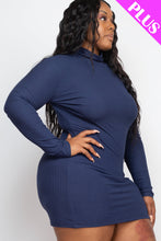 Load image into Gallery viewer, Plus Size Ribbed Long Sleeve Mock neck Mini Bodycon dress (CAPELLA)