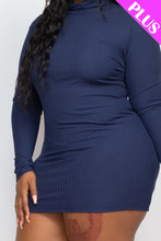 Load image into Gallery viewer, Plus Size Ribbed Long Sleeve Mock neck Mini Bodycon dress (CAPELLA)