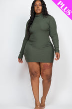Load image into Gallery viewer, Plus Size Ribbed Long Sleeve Mock neck Mini Bodycon dress (CAPELLA)