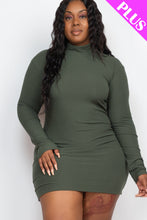 Load image into Gallery viewer, Plus Size Ribbed Long Sleeve Mock neck Mini Bodycon dress (CAPELLA)