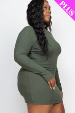 Load image into Gallery viewer, Plus Size Ribbed Long Sleeve Mock neck Mini Bodycon dress (CAPELLA)