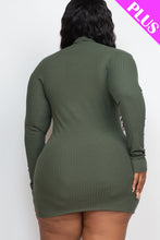 Load image into Gallery viewer, Plus Size Ribbed Long Sleeve Mock neck Mini Bodycon dress (CAPELLA)