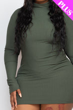 Load image into Gallery viewer, Plus Size Ribbed Long Sleeve Mock neck Mini Bodycon dress (CAPELLA)