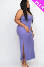 Load image into Gallery viewer, PLUS SIZE Ribbed Side Slit Long Cami Dress (CAPELLA)