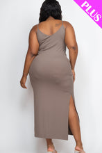 Load image into Gallery viewer, PLUS SIZE Ribbed Side Slit Long Cami Dress (CAPELLA)